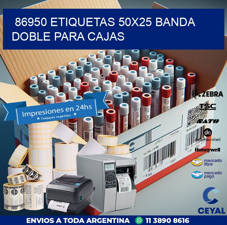 86950 ETIQUETAS 50X25 BANDA DOBLE PARA CAJAS