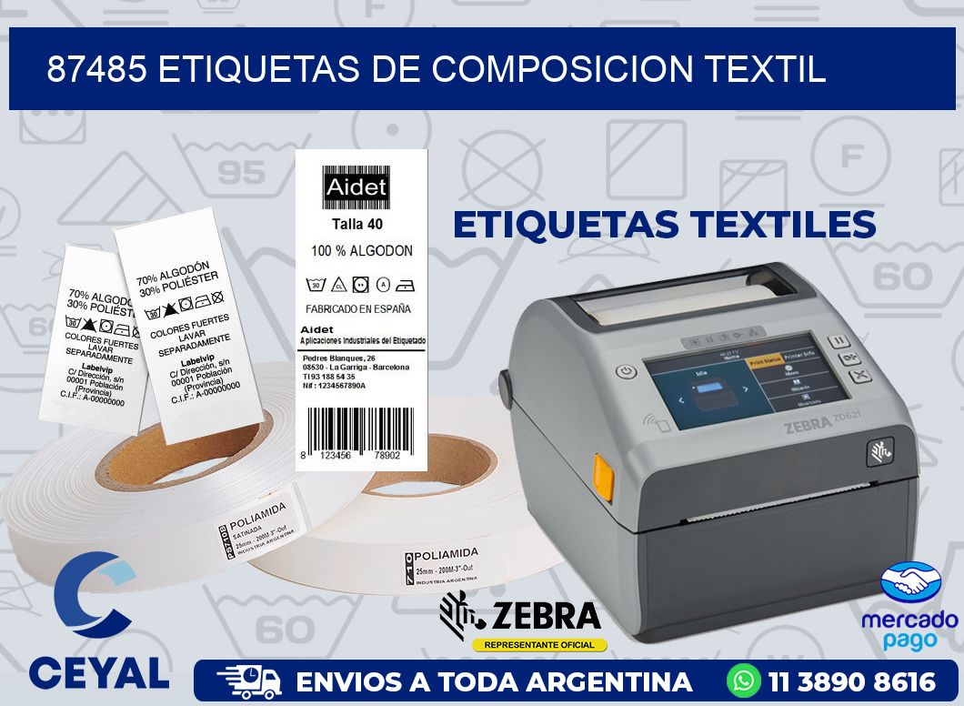 87485 ETIQUETAS DE COMPOSICION TEXTIL