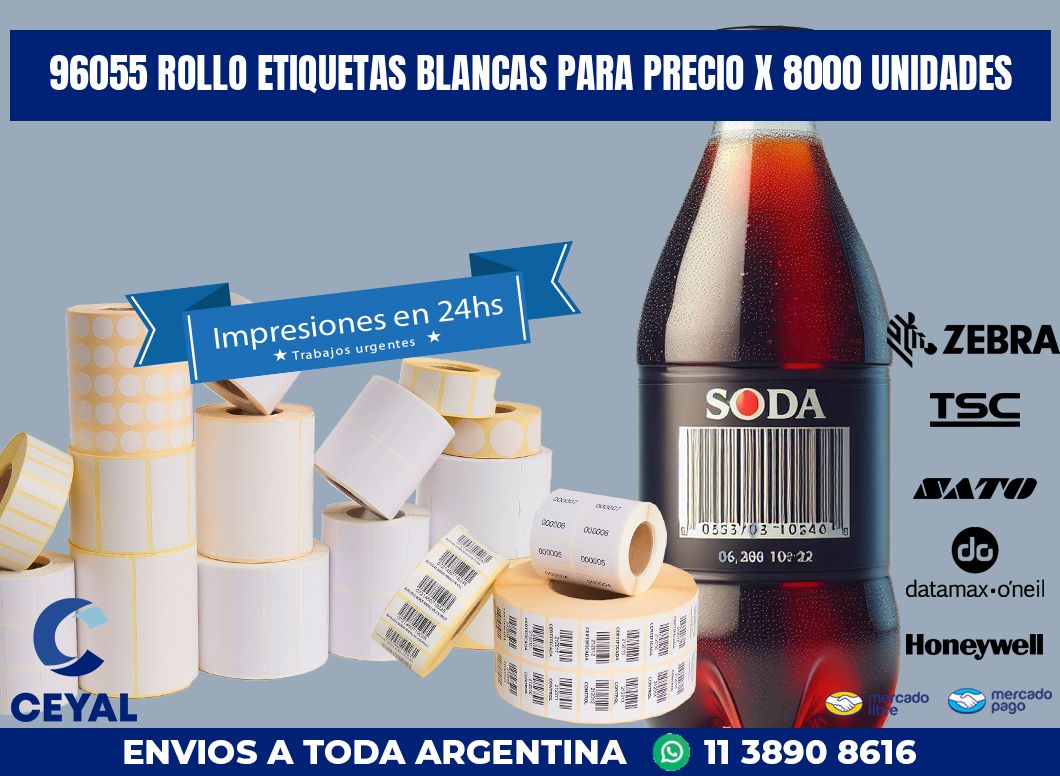 96055 ROLLO ETIQUETAS BLANCAS PARA PRECIO X 8000 UNIDADES