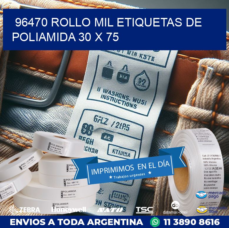 96470 ROLLO MIL ETIQUETAS DE POLIAMIDA 30 X 75