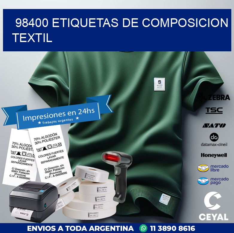 98400 ETIQUETAS DE COMPOSICION TEXTIL