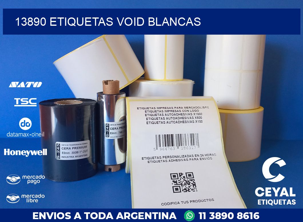 13890 ETIQUETAS VOID BLANCAS