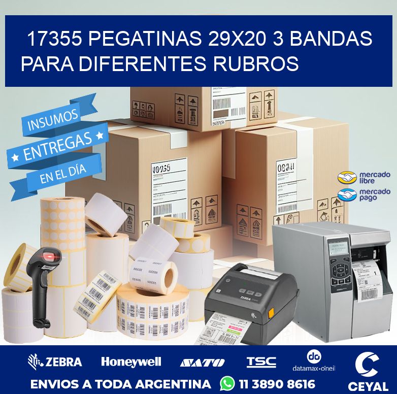 17355 PEGATINAS 29X20 3 BANDAS PARA DIFERENTES RUBROS