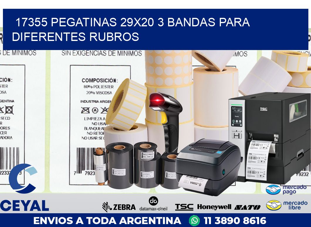 17355 PEGATINAS 29X20 3 BANDAS PARA DIFERENTES RUBROS