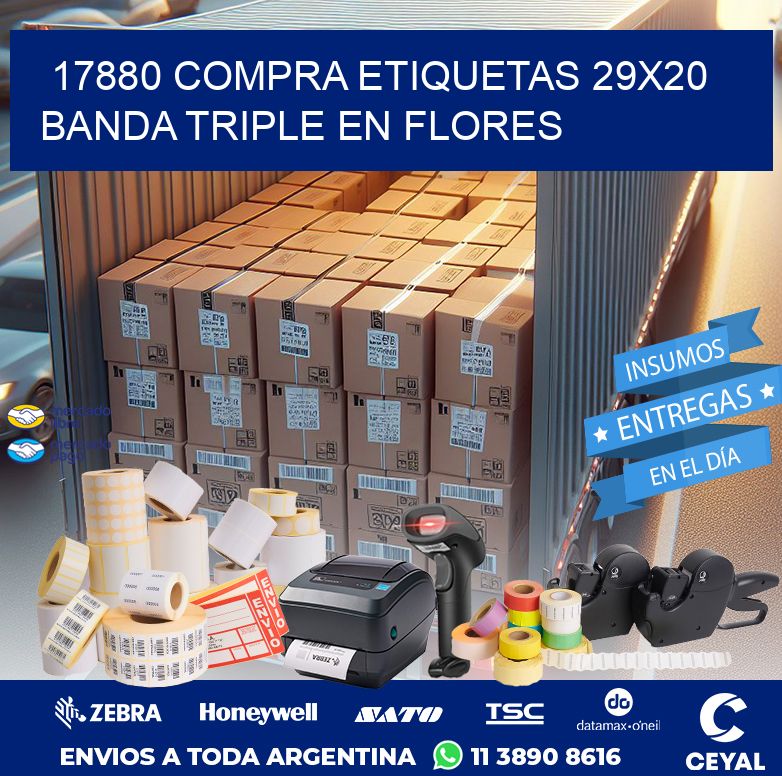 17880 COMPRA ETIQUETAS 29X20 BANDA TRIPLE EN FLORES
