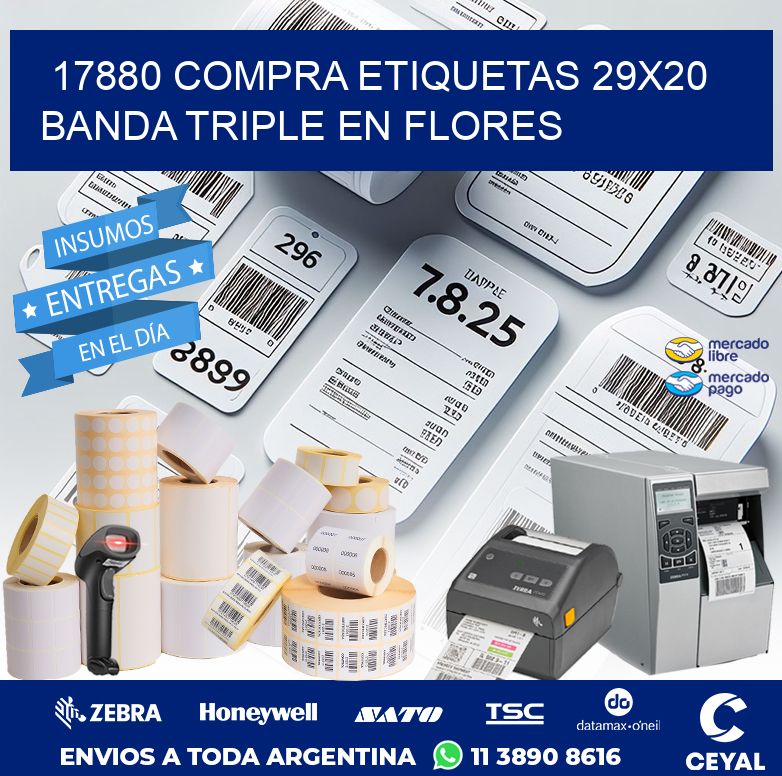 17880 COMPRA ETIQUETAS 29X20 BANDA TRIPLE EN FLORES