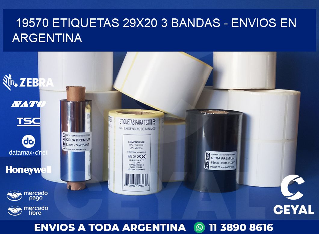 19570 ETIQUETAS 29X20 3 BANDAS - ENVIOS EN ARGENTINA