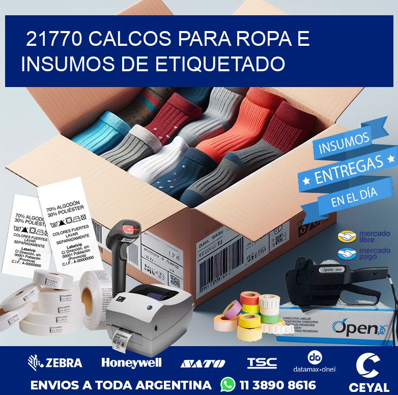 21770 CALCOS PARA ROPA E INSUMOS DE ETIQUETADO