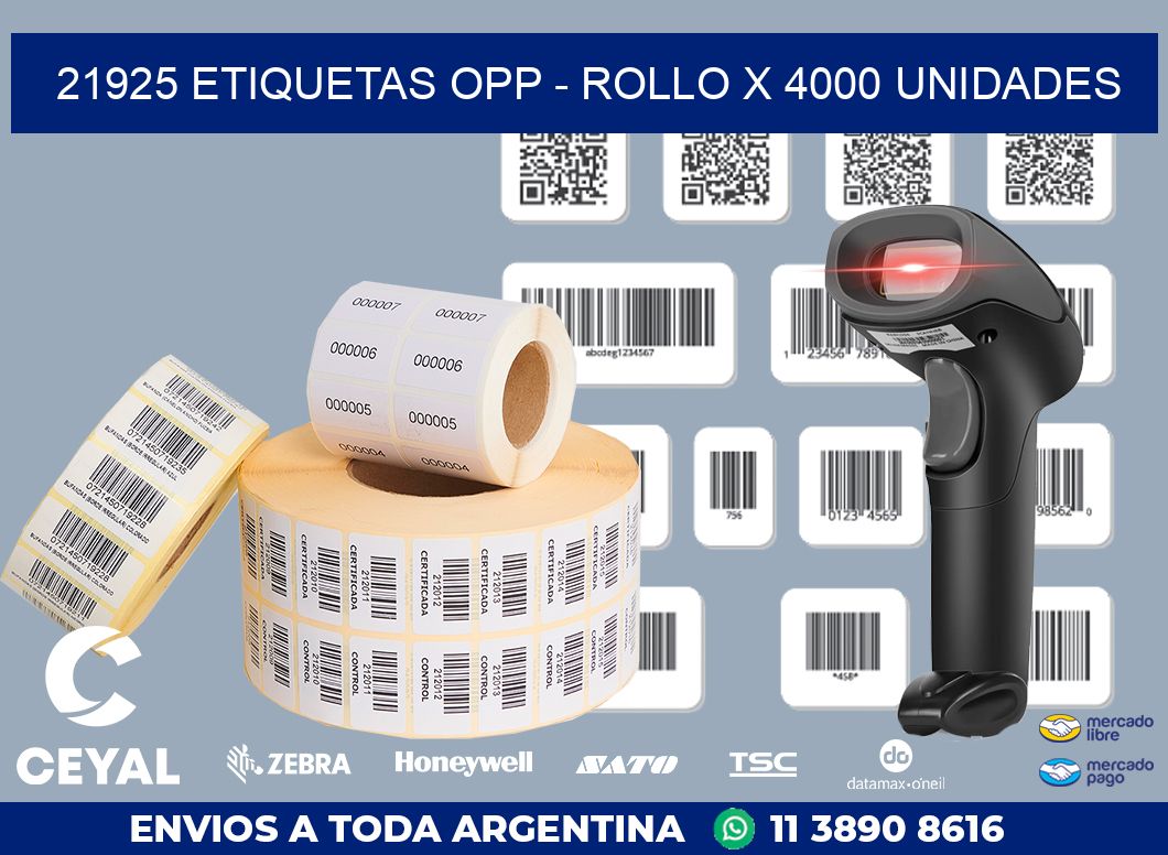 21925 ETIQUETAS OPP – ROLLO X 4000 UNIDADES