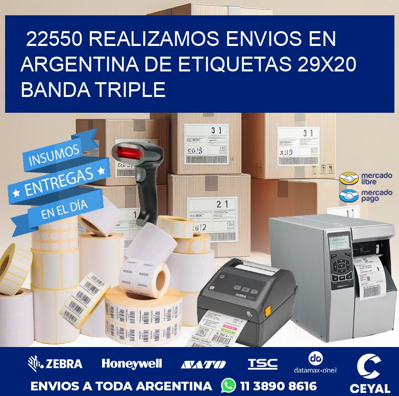 22550 REALIZAMOS ENVIOS EN ARGENTINA DE ETIQUETAS 29X20 BANDA TRIPLE