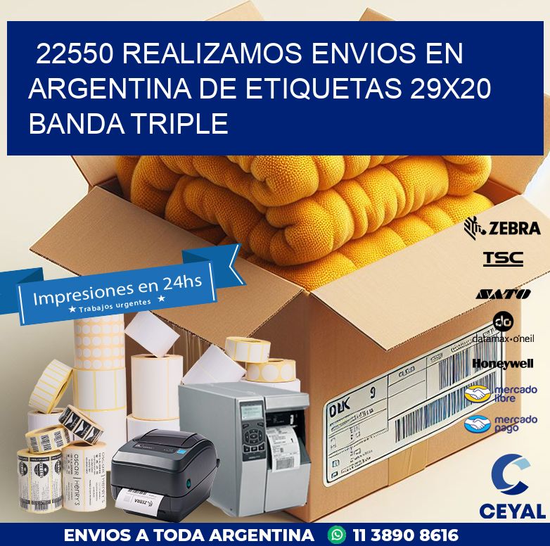 22550 REALIZAMOS ENVIOS EN ARGENTINA DE ETIQUETAS 29X20 BANDA TRIPLE