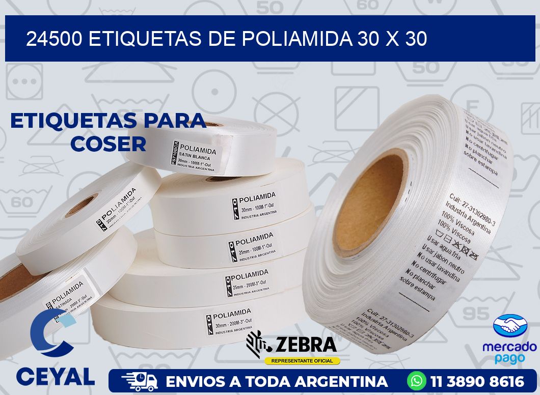 24500 ETIQUETAS DE POLIAMIDA 30 X 30