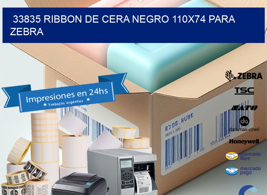 33835 RIBBON DE CERA NEGRO 110X74 PARA ZEBRA