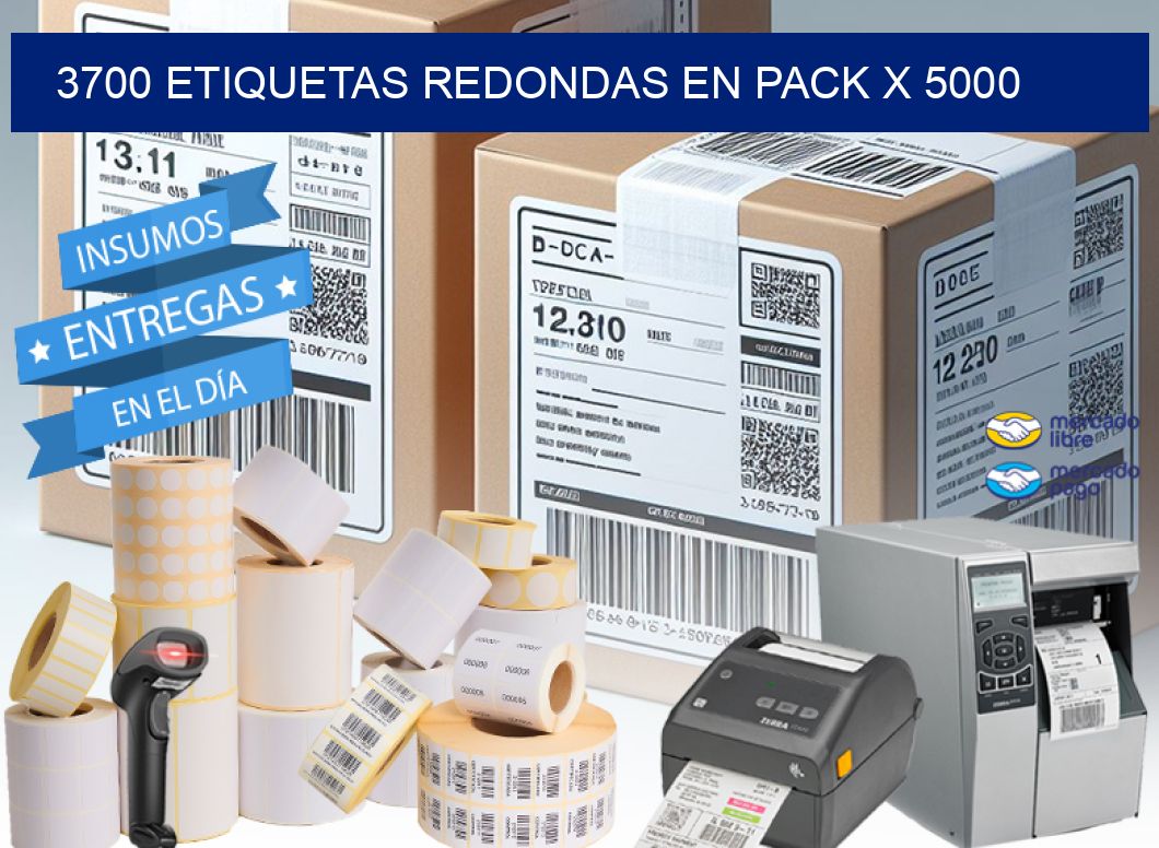 3700 ETIQUETAS REDONDAS EN PACK X 5000