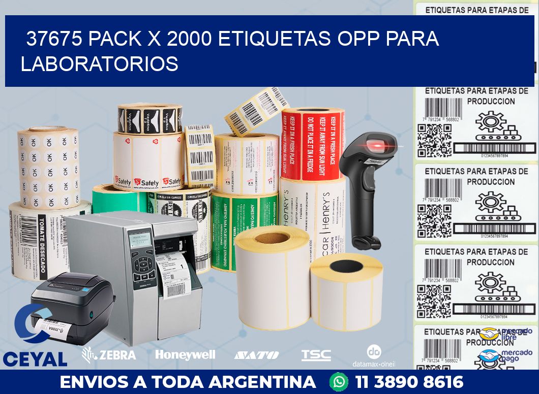 37675 PACK X 2000 ETIQUETAS OPP PARA LABORATORIOS