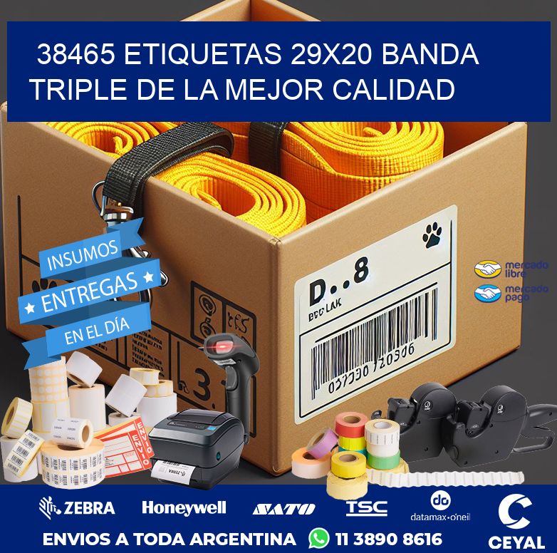 38465 ETIQUETAS 29X20 BANDA TRIPLE DE LA MEJOR CALIDAD