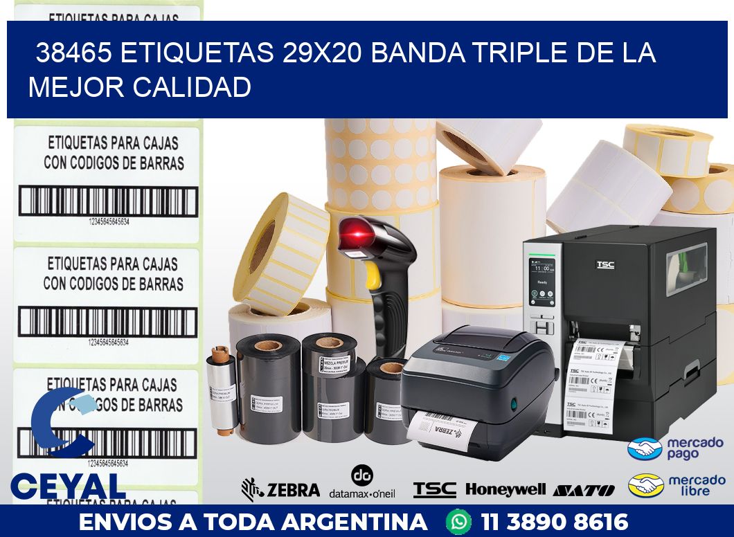 38465 ETIQUETAS 29X20 BANDA TRIPLE DE LA MEJOR CALIDAD