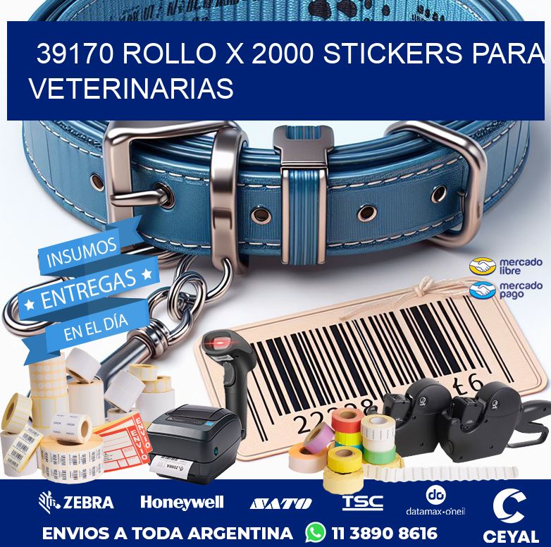 39170 ROLLO X 2000 STICKERS PARA VETERINARIAS