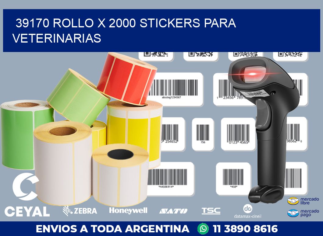 39170 ROLLO X 2000 STICKERS PARA VETERINARIAS