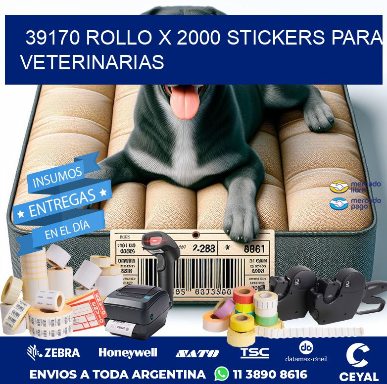 39170 ROLLO X 2000 STICKERS PARA VETERINARIAS