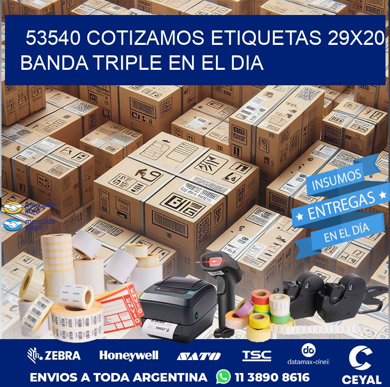 53540 COTIZAMOS ETIQUETAS 29X20 BANDA TRIPLE EN EL DIA