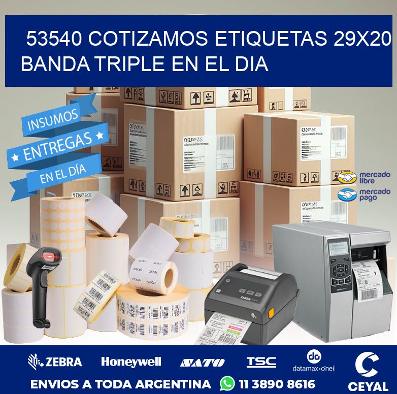 53540 COTIZAMOS ETIQUETAS 29X20 BANDA TRIPLE EN EL DIA