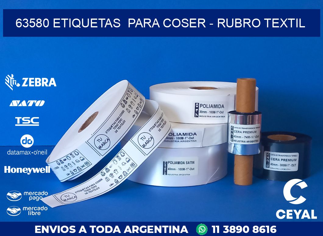 63580 ETIQUETAS  PARA COSER - RUBRO TEXTIL