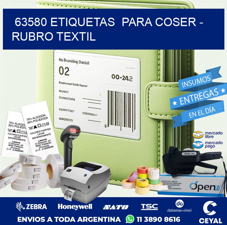 63580 ETIQUETAS  PARA COSER – RUBRO TEXTIL