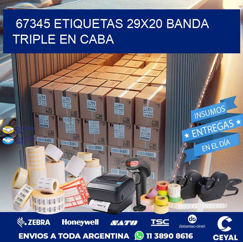 67345 ETIQUETAS 29X20 BANDA TRIPLE EN CABA
