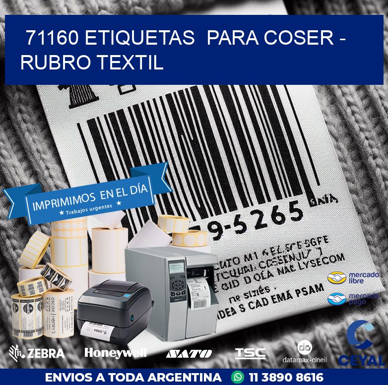 71160 ETIQUETAS  PARA COSER - RUBRO TEXTIL