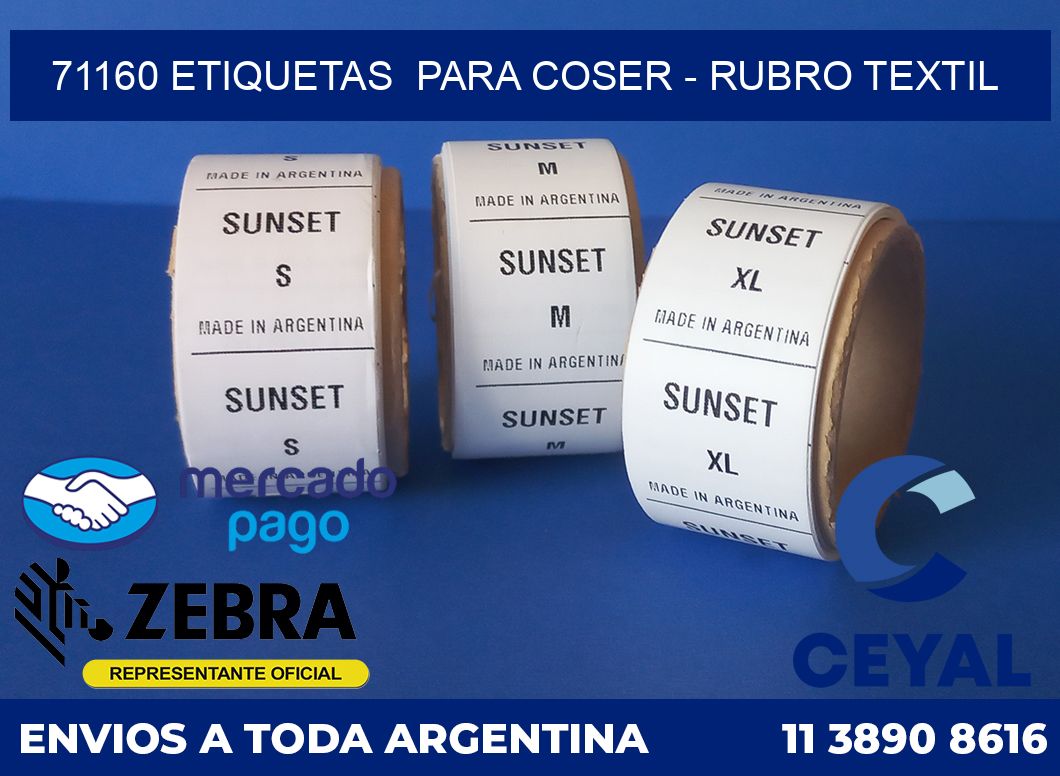 71160 ETIQUETAS  PARA COSER - RUBRO TEXTIL