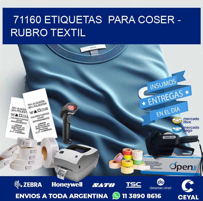 71160 ETIQUETAS  PARA COSER - RUBRO TEXTIL