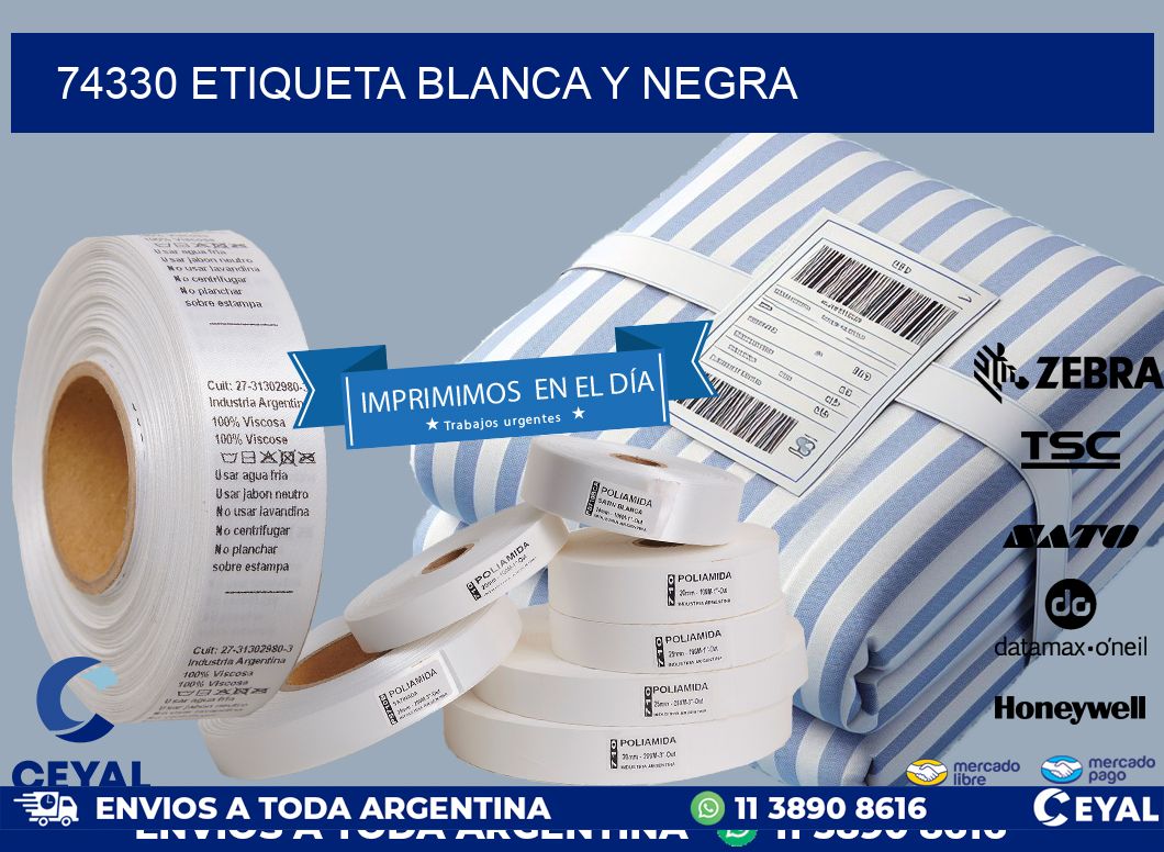 74330 etiqueta blanca y negra