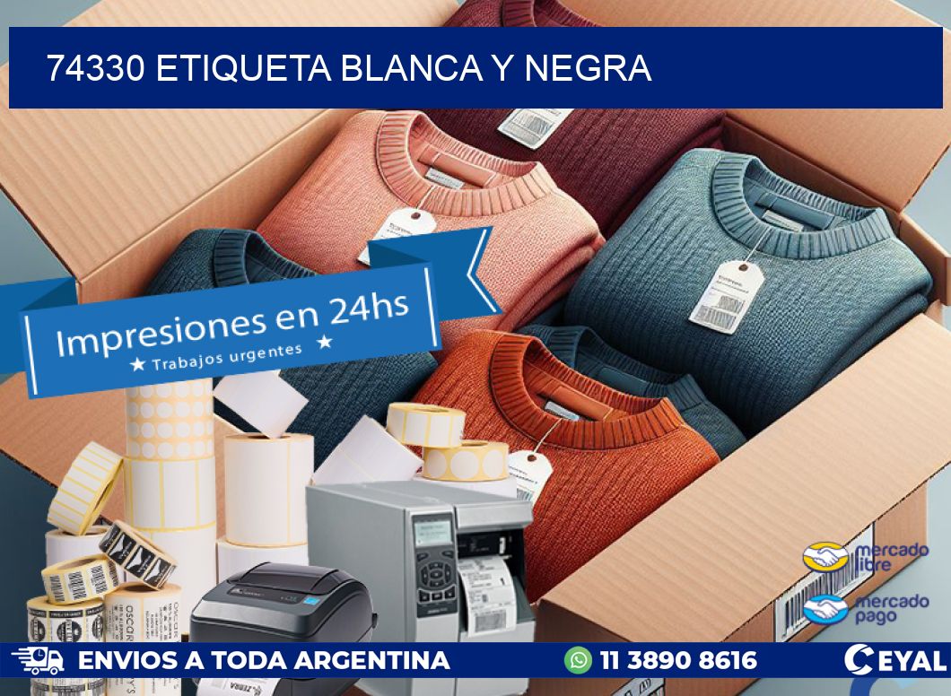 74330 etiqueta blanca y negra