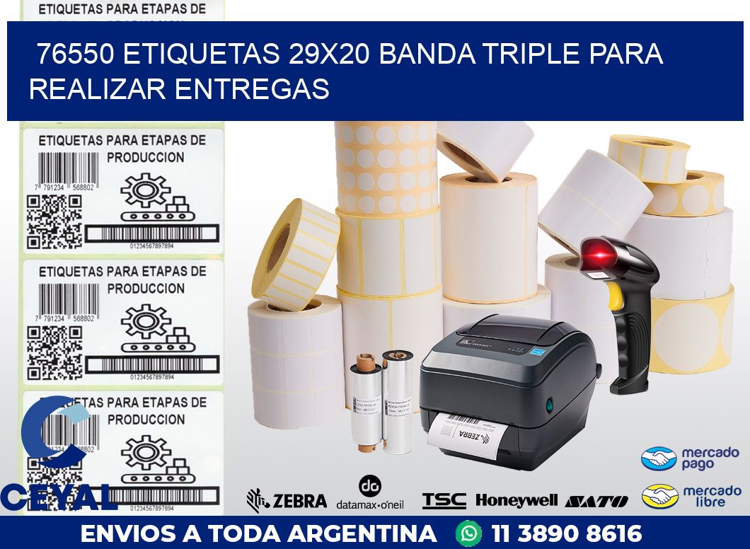 76550 ETIQUETAS 29X20 BANDA TRIPLE PARA REALIZAR ENTREGAS