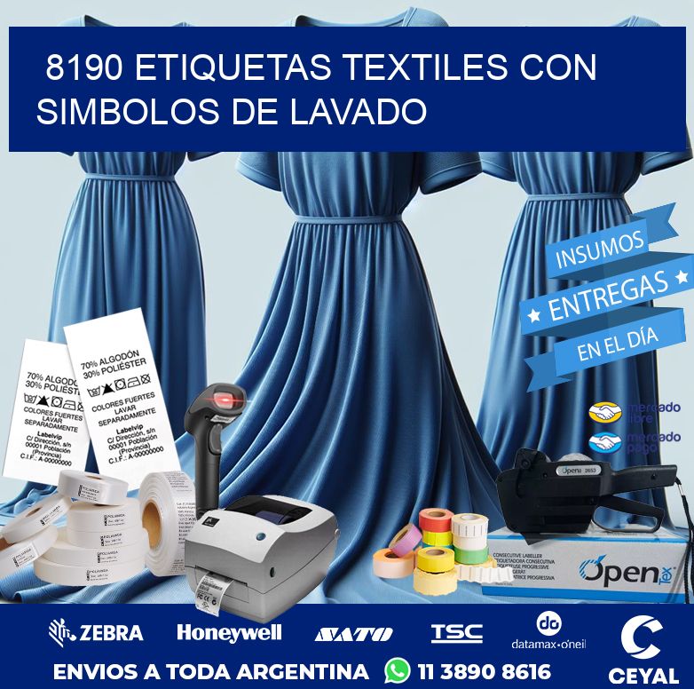 8190 ETIQUETAS TEXTILES CON SIMBOLOS DE LAVADO