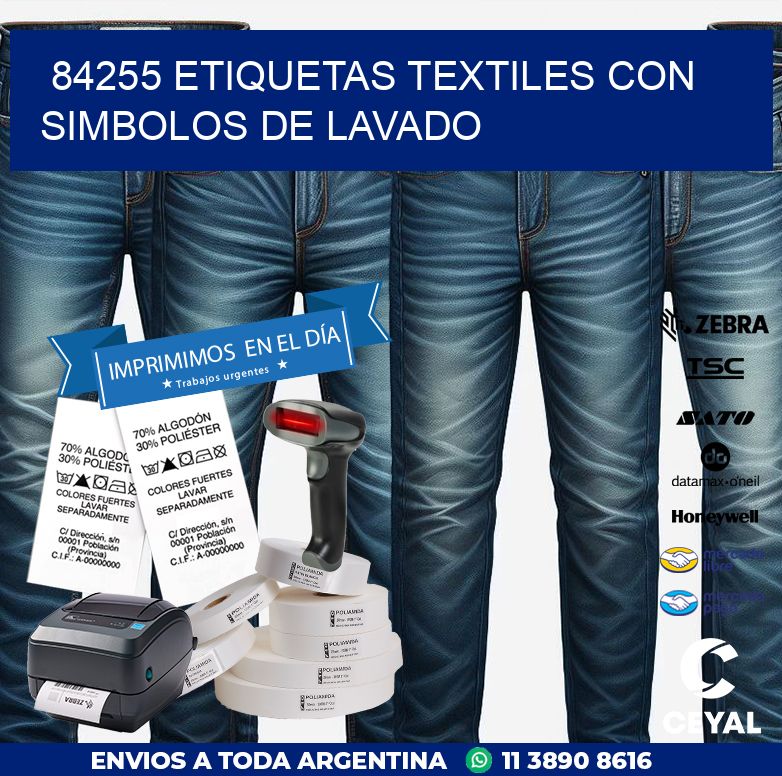 84255 ETIQUETAS TEXTILES CON SIMBOLOS DE LAVADO