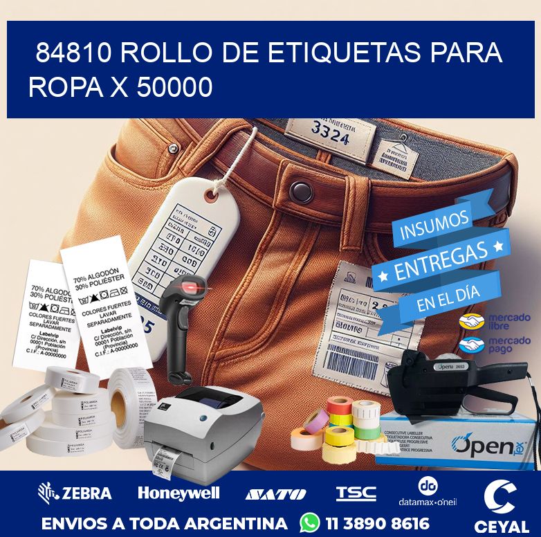 84810 ROLLO DE ETIQUETAS PARA ROPA X 50000