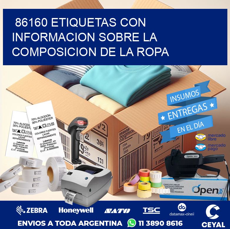 86160 ETIQUETAS CON INFORMACION SOBRE LA COMPOSICION DE LA ROPA