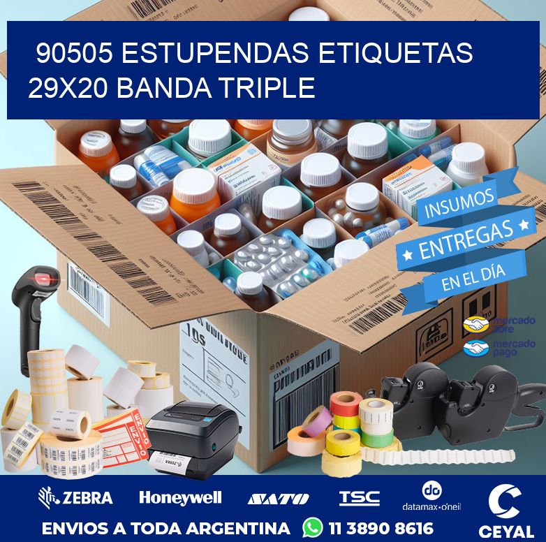 90505 ESTUPENDAS ETIQUETAS 29X20 BANDA TRIPLE