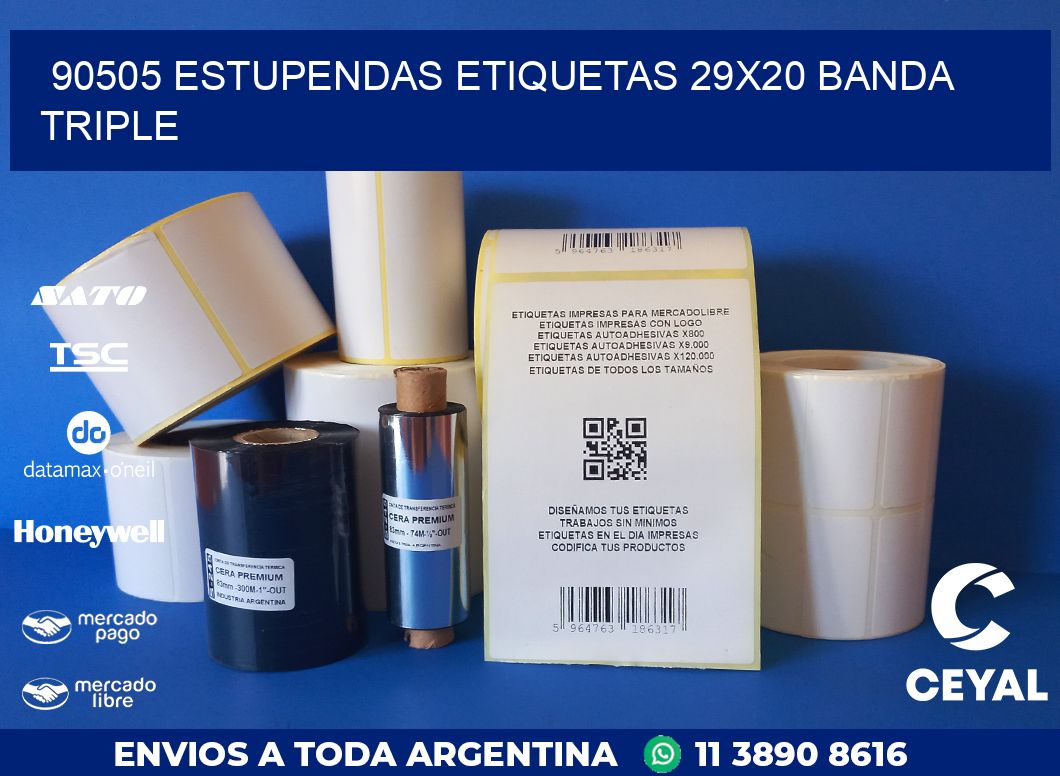 90505 ESTUPENDAS ETIQUETAS 29X20 BANDA TRIPLE