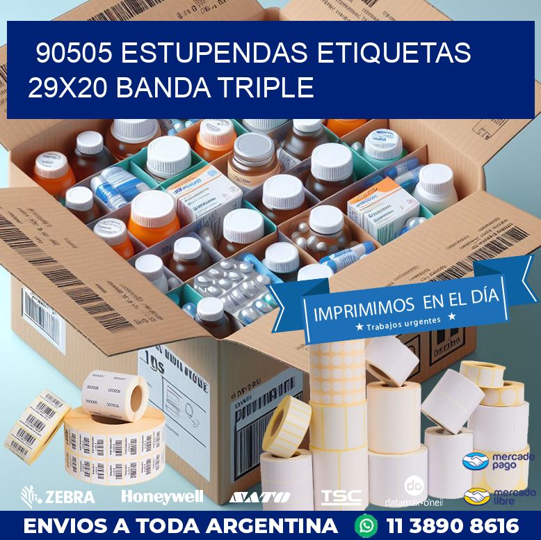 90505 ESTUPENDAS ETIQUETAS 29X20 BANDA TRIPLE