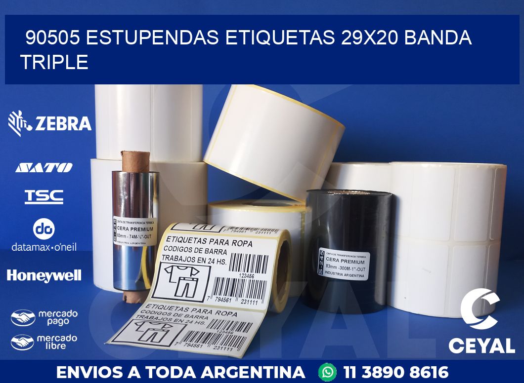 90505 ESTUPENDAS ETIQUETAS 29X20 BANDA TRIPLE