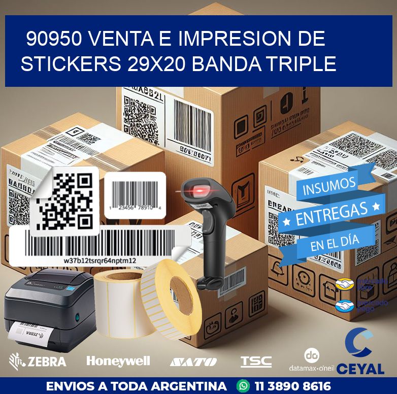 90950 VENTA E IMPRESION DE STICKERS 29X20 BANDA TRIPLE