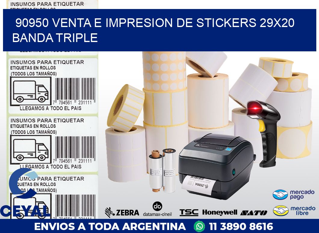 90950 VENTA E IMPRESION DE STICKERS 29X20 BANDA TRIPLE