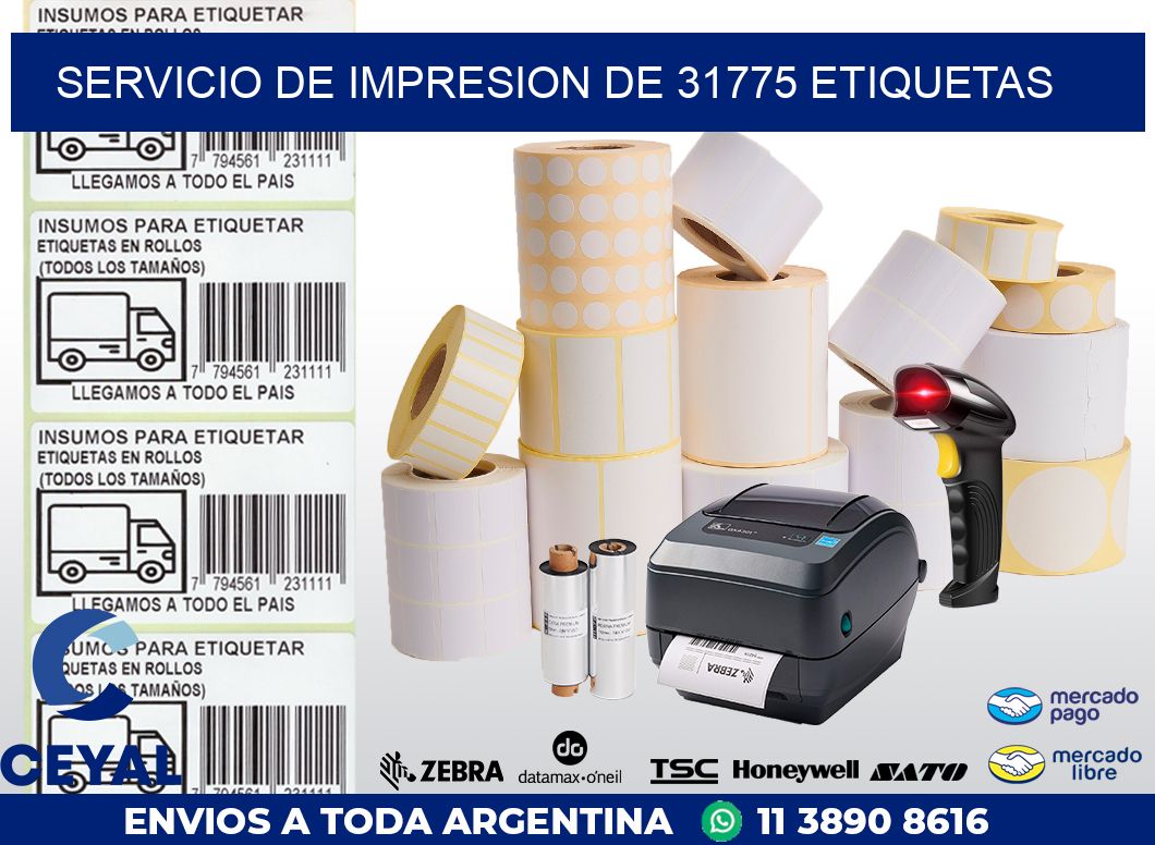 SERVICIO DE IMPRESION DE 31775 ETIQUETAS