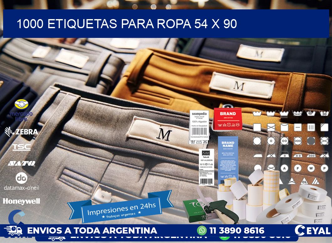 1000 ETIQUETAS PARA ROPA 54 x 90