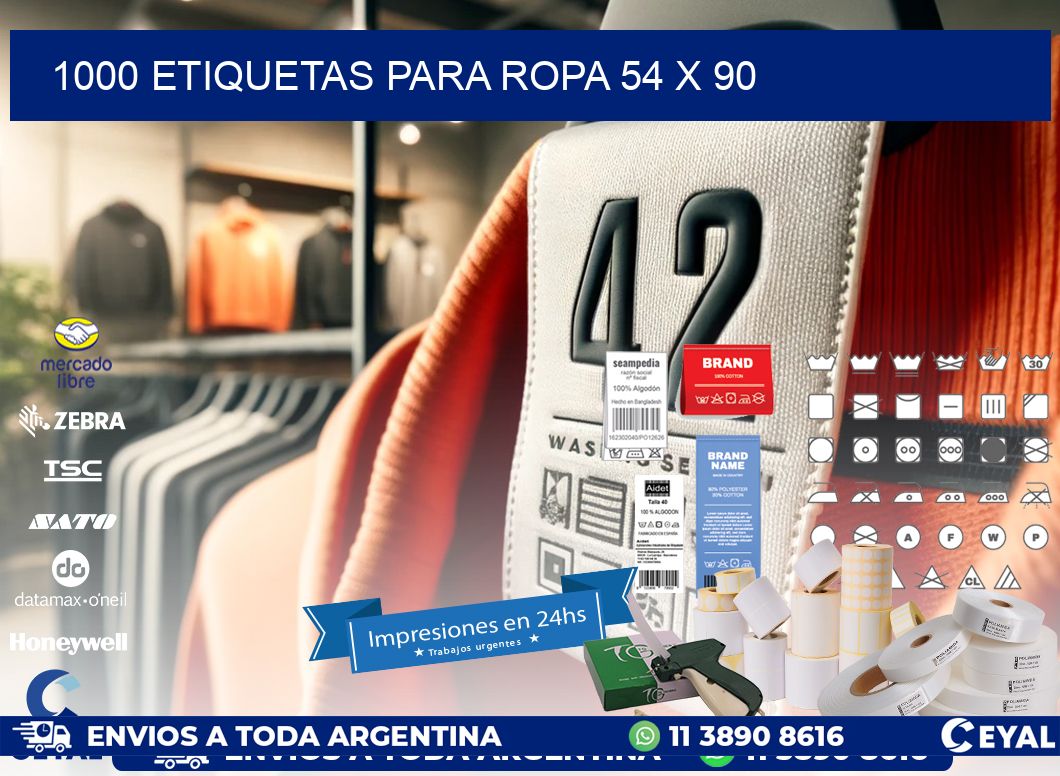 1000 ETIQUETAS PARA ROPA 54 x 90