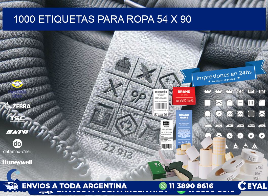 1000 ETIQUETAS PARA ROPA 54 x 90