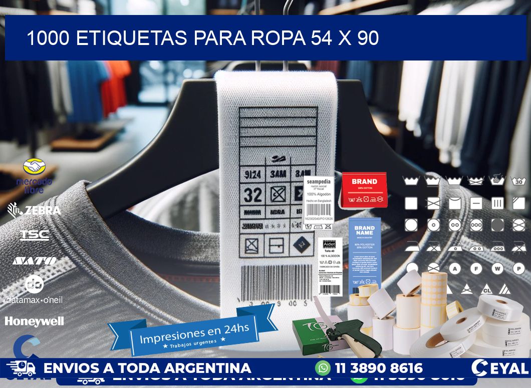 1000 ETIQUETAS PARA ROPA 54 x 90